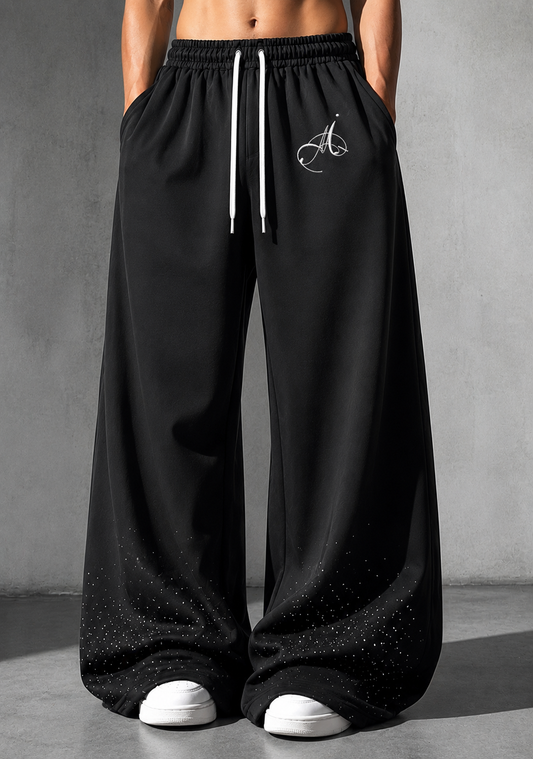 MELARIS - Czarne spodnie wide-leg